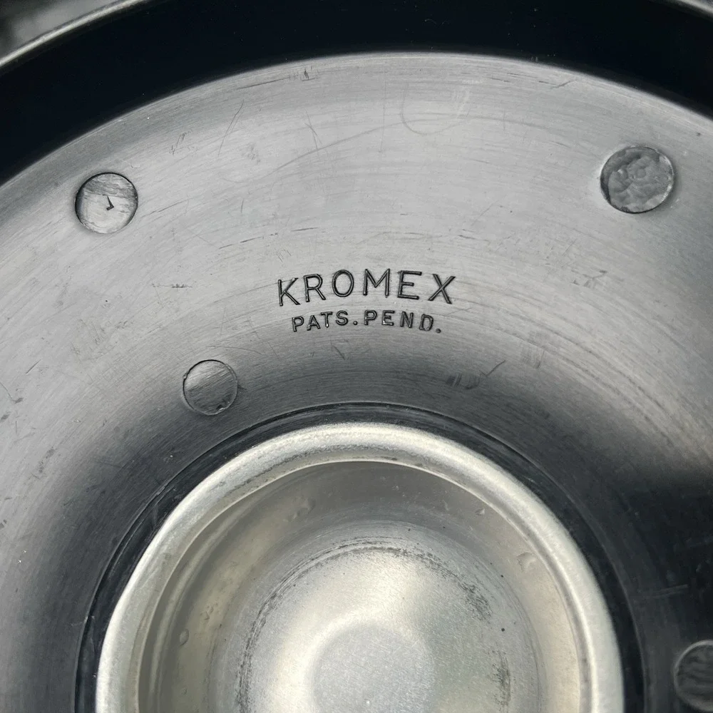 Vtg Kromex 3 Canister Spun Aluminum Flour Coffee Tea - Retro Kitchen Set w/lids